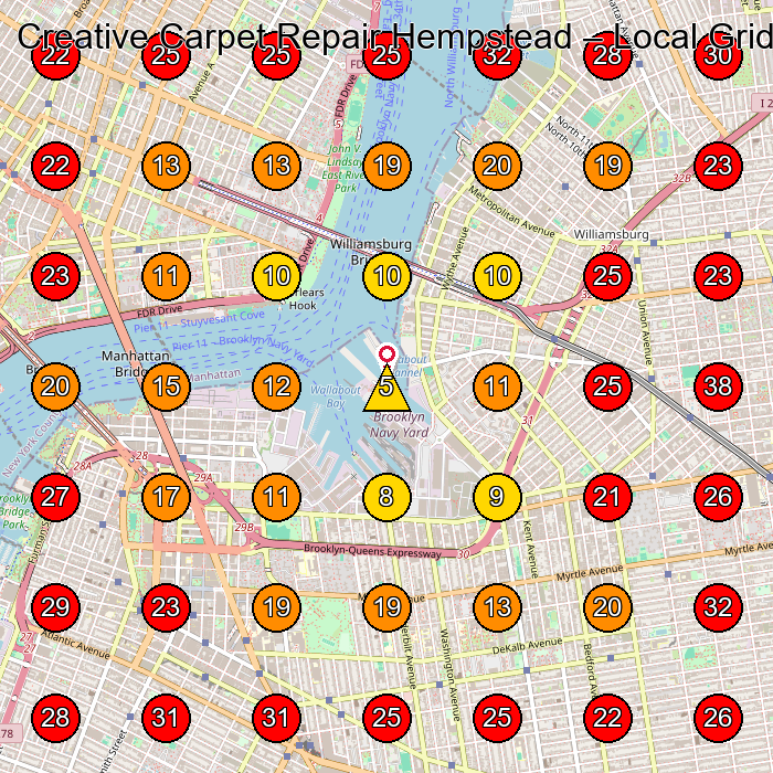 Creative Carpet Repair Hempstead GeoGrid visibility map for Flooring Contractor in Brooklyn